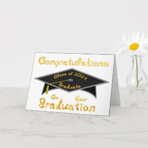 Black Graduation Cap Graduate Class 2024 Hat Card