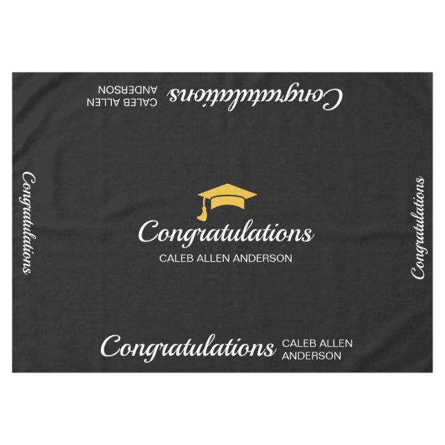 Black Graduation Cap Tablecloth (Front (Horizontal))