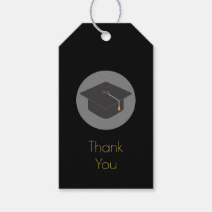 Black Graduation Cap Thank You Gift Tags