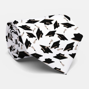 Black Graduation Caps Tossed in the Air on White Tie