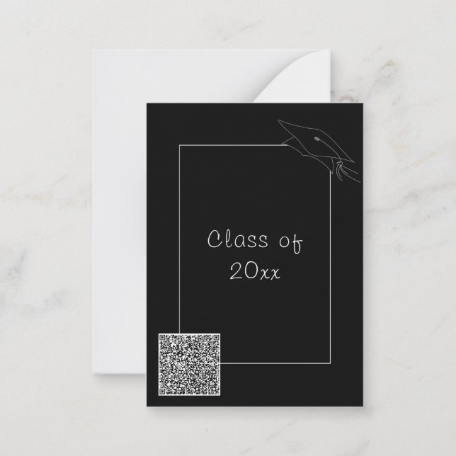 Black Graduation Invitation Template with QR Code (Back)