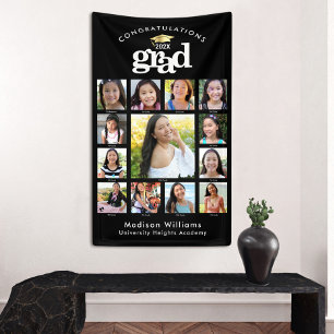 Black Graduation K–12 Photo Collage Bold Modern  Banner