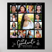Black Graduation K–12 Photo Collage White Doodles