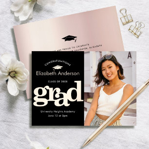 Black graduation photo bold type real rose gold