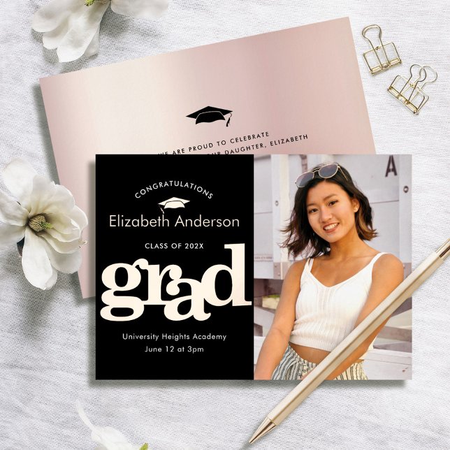 Black graduation photo bold type real rose gold (Creator Uploaded)