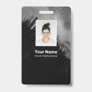 Black Grain Paint Employee Photo, Bar Code, Name ID Badge