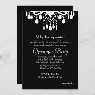 Black Grand Ballroom Christmas Party Invitation