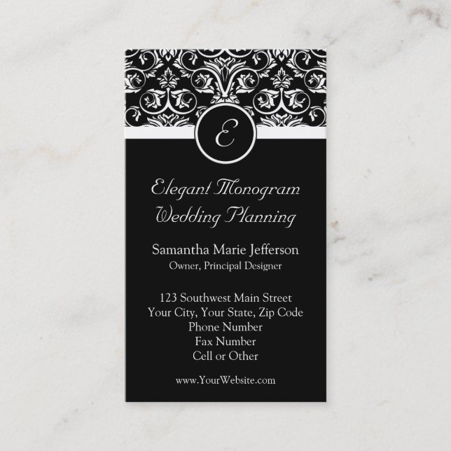 Black Grand Insignia Monogram Business Cards (Front)
