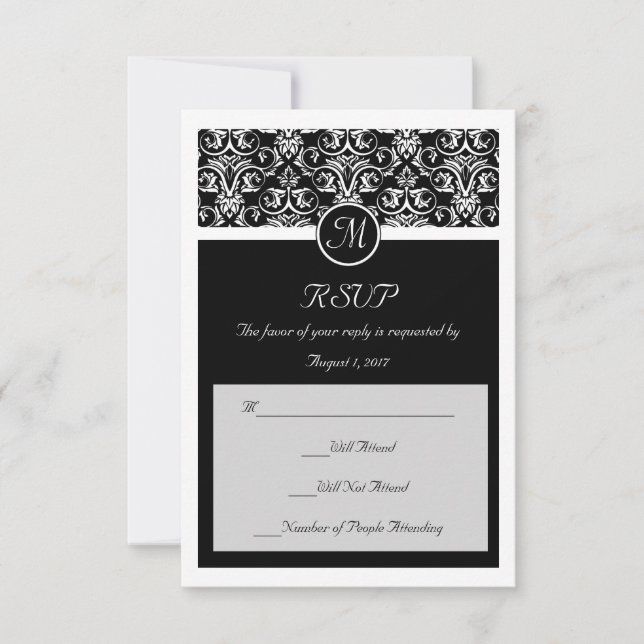 Black Grand Insignia Wedding Matching Small RSVP (Front)