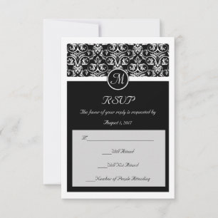 Black Grand Insignia Wedding Matching Small RSVP Card