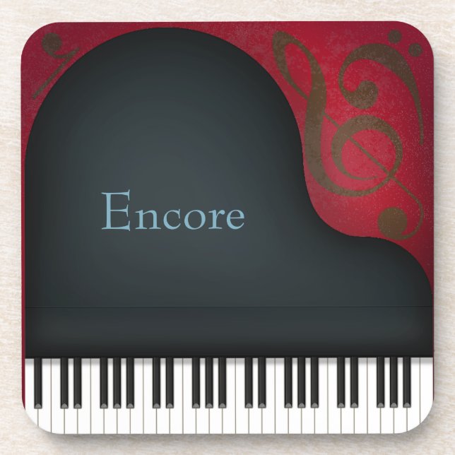 Black Grand Piano Artistic Personalised Music Coaster (Front)