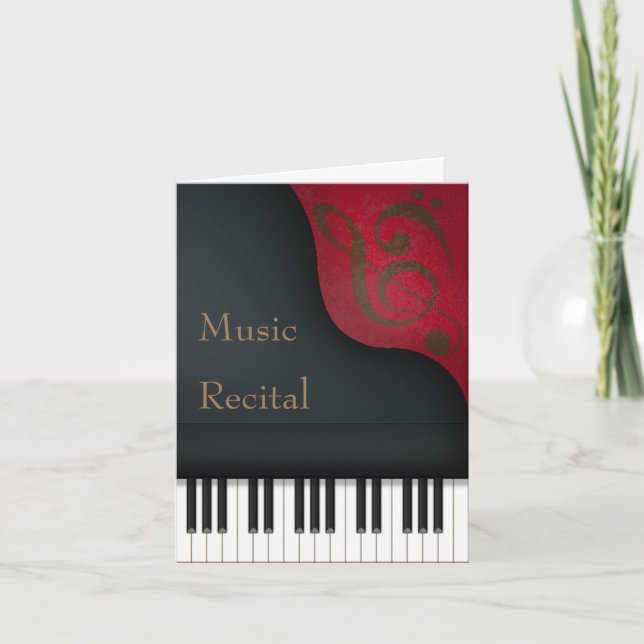 Black Grand Piano Custom Recital & Concert Invitation (Front)