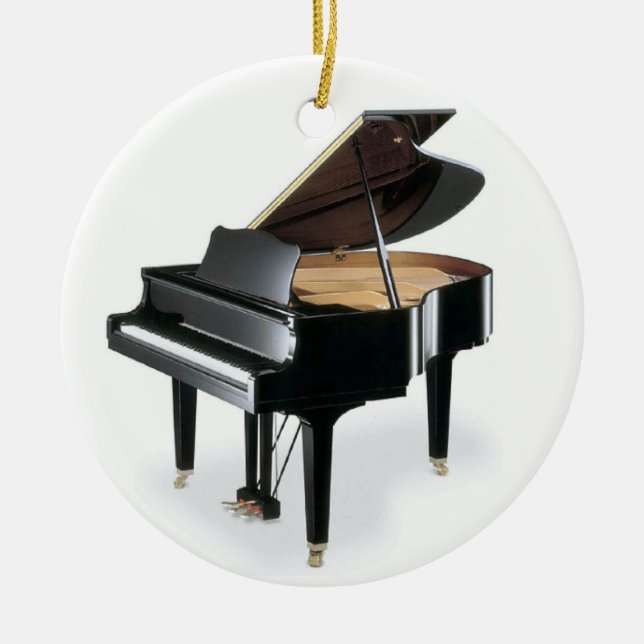 Black Grand Piano Music Christmas Ceramic Tree Decoration (Front)