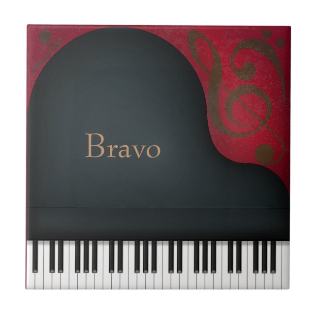 Black Grand Piano Performing Arts Custom Music Tile (Front)