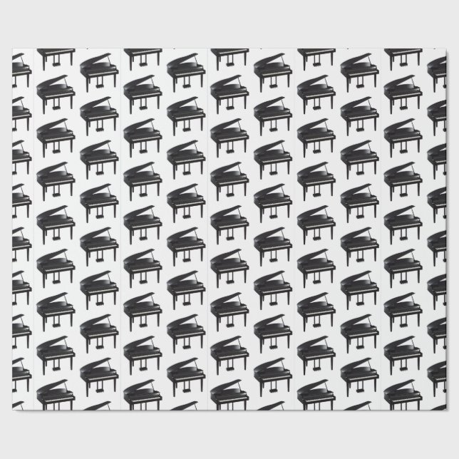 Black Grand Piano Tiled Pattern Wrapping Paper (Seam)