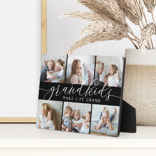 Black   Grandkids Make Life Grand Photo Collage Plaque