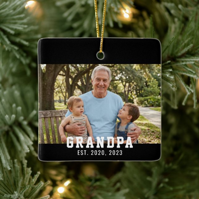 Black Grandpa Established Photo  Ceramic Ornament (Tree)