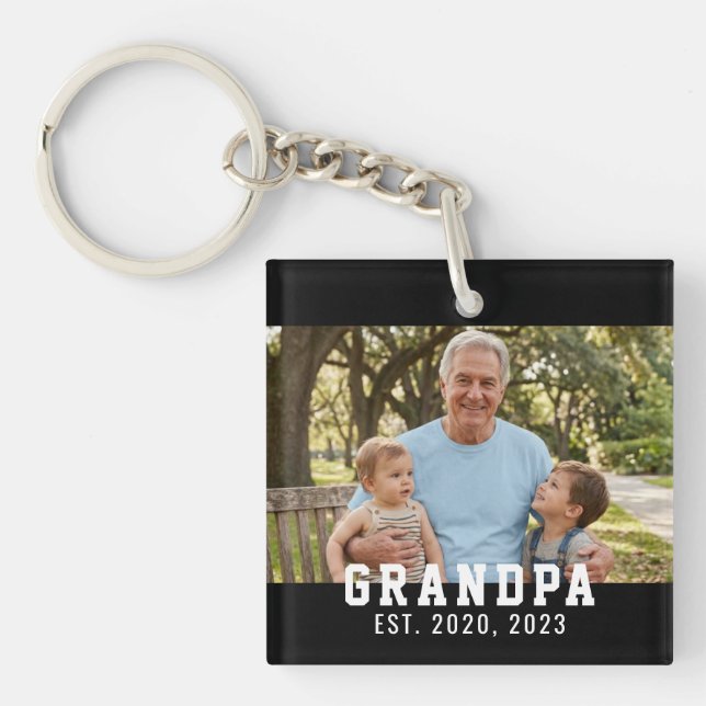 Black Grandpa Established Photo  Key Ring (Front)