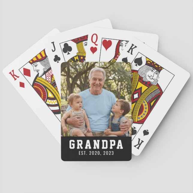 Black Grandpa Established Photo  Playing Cards (Back)