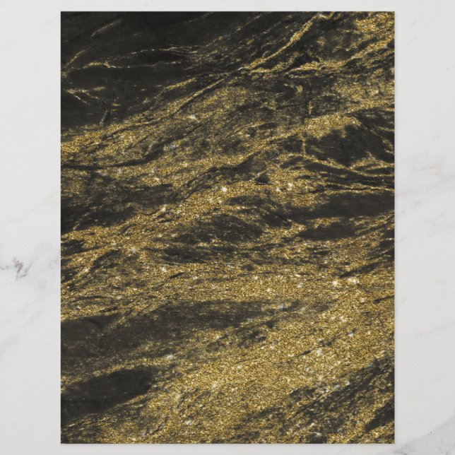 Black Granite Marble Gold Veins Scrapbook Paper (Front)