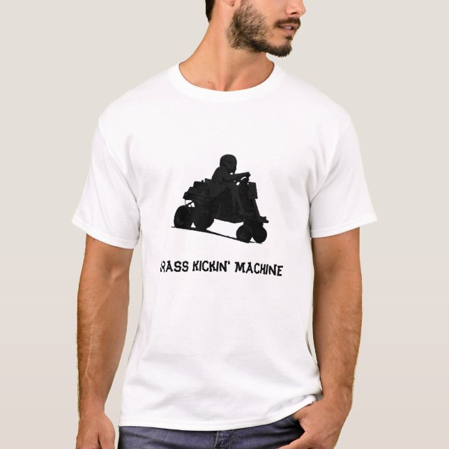 Black Grass Kicker Lawnmower Racing T-Shirt (Front)
