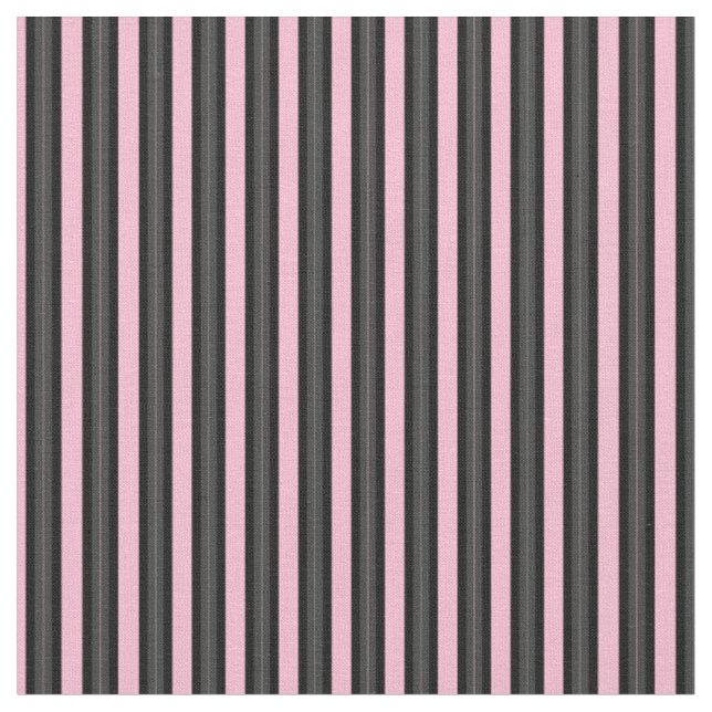 Black, Gray and Cotton Candy Stripes Fabric (Close Up)