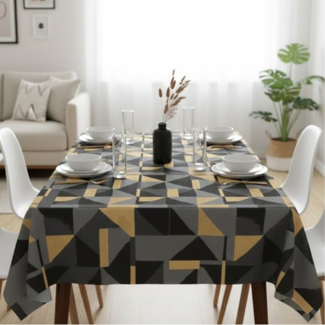 Black, Gray, and Gold Geometric Tablecloth (Creator Uploaded)
