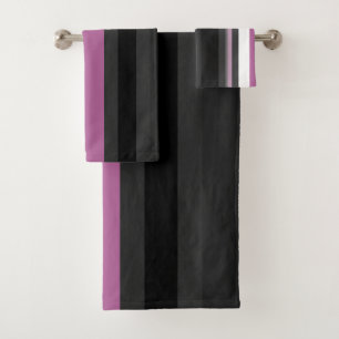 Black, Gray and White Stripes Bath Towel Set