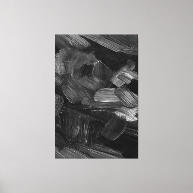 Black & Gray Brushstrokes Canvas Print (Front)