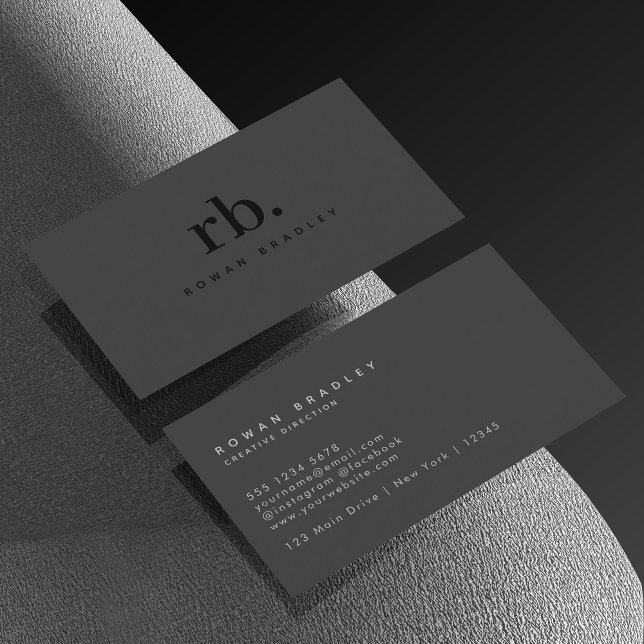 Black & Gray Minimal Monogram Clean Professional Business Card (Creator Uploaded)
