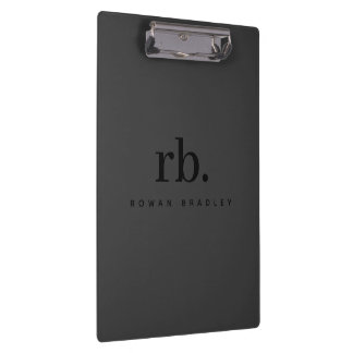 Black & Gray Minimal Monogram Clean Professional Clipboard