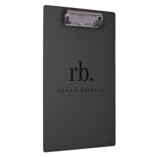 Black & Gray Minimal Monogram Clean Professional Clipboard (Right)