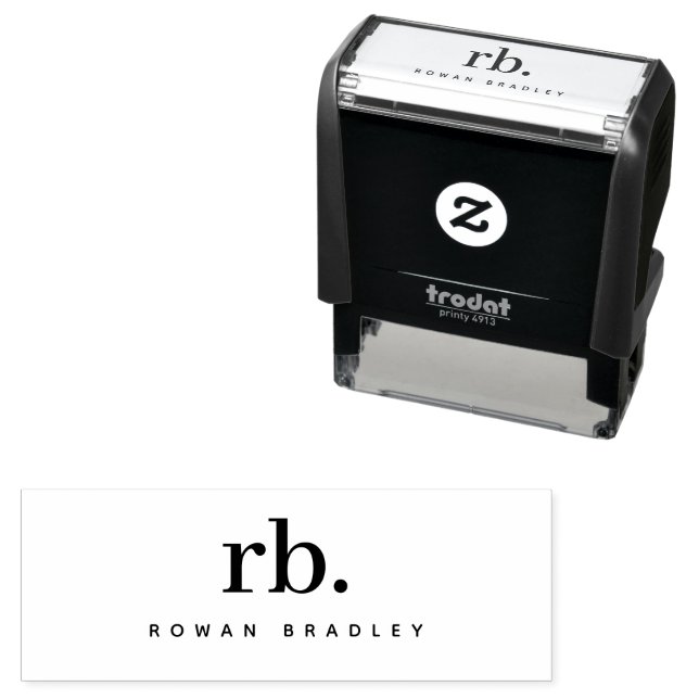 Black & Gray Minimal Monogram Clean Professional Self-inking Stamp (In Situ)