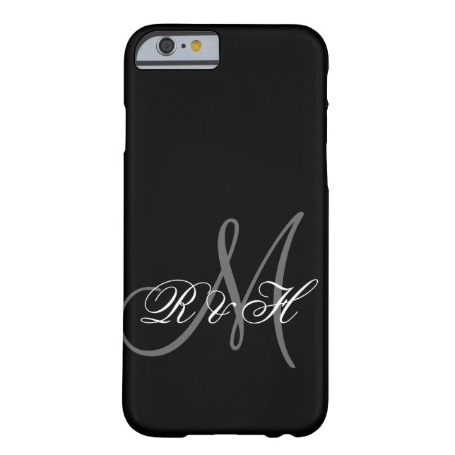 BLACK GRAY MONOGRAM INITIALS Case-Mate iPhone CASE (Back)