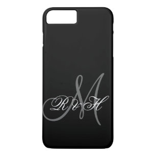 BLACK GRAY MONOGRAM INITIALS Case-Mate iPhone CASE