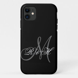 BLACK GRAY MONOGRAM INITIALS Case-Mate iPhone CASE