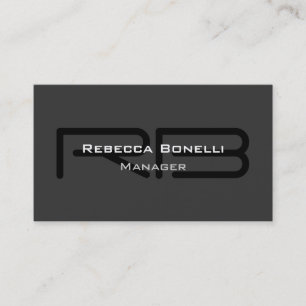 Black Gray Monogram Manager Business Card