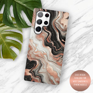 Black Gray Pink Rose Gold White Marble Art Pattern Samsung Galaxy Case