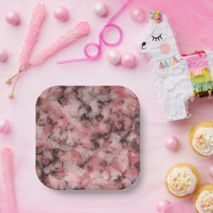 Black Gray Pink White Modern Geometric Abstract Paper Plate