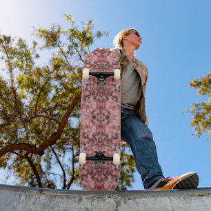 Black Gray Pink White Modern Geometric Abstract Skateboard