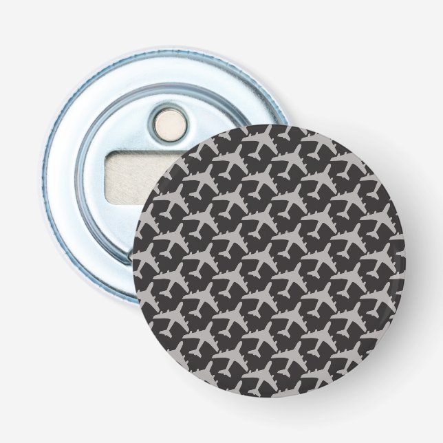 Black Gray Plane Airplanes Pilot Plane Aviation Bottle Opener (Front)