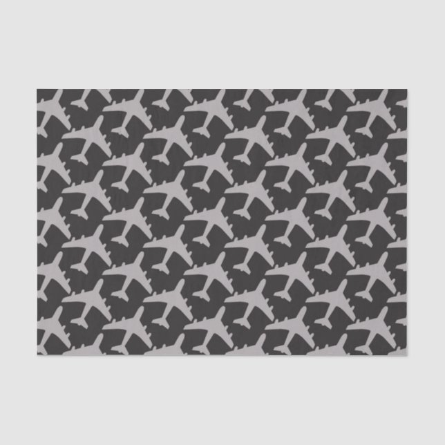 Black Gray Plane Airplanes Pilot Plane Aviation Tissue Paper (Front)