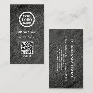 Black Gray Professional Design Modern QR Code Bus Business Card