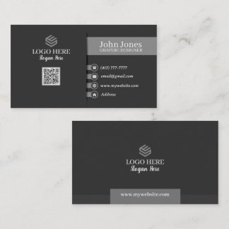 Black & Gray QR Code Business Cards 25 Pack of 100