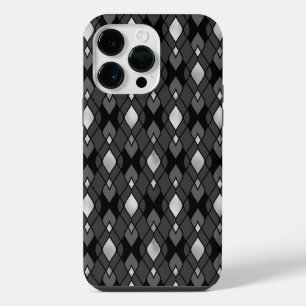 BLACK GRAY SILVER DIAMOND PATTERNS iPhone 14 PRO MAX CASE