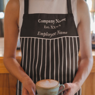 Black & Gray Striped Business All-Over Print Apron