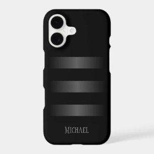 Black Gray Stripes Pattern Monogram