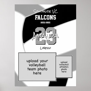 black gray team colors commemorative volleyball poster