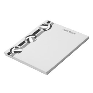 black gray team colors volleyball coach custom notepad