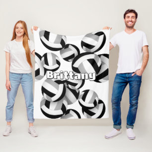 black gray volleyballs girls sports room decor fleece blanket